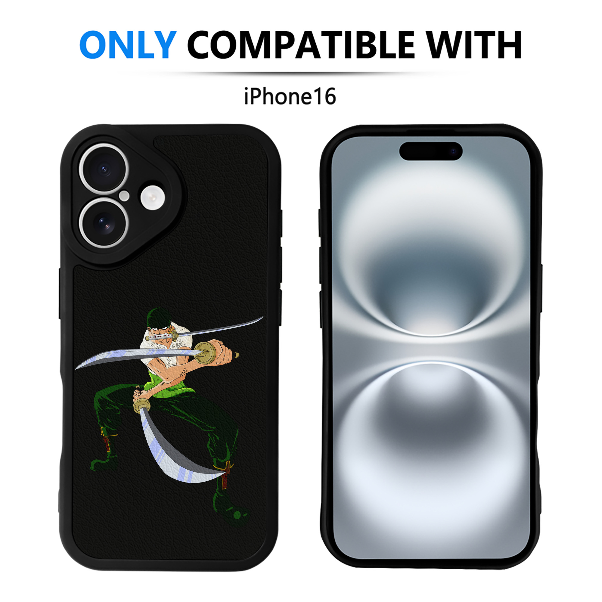 （画像用） ワンピース ロロノア・ゾロ ONE PIECE Roronoa Zoro 【iPhone 16シリーズ対応】シリコンスマホケース（レザー調） 材質：シリコン